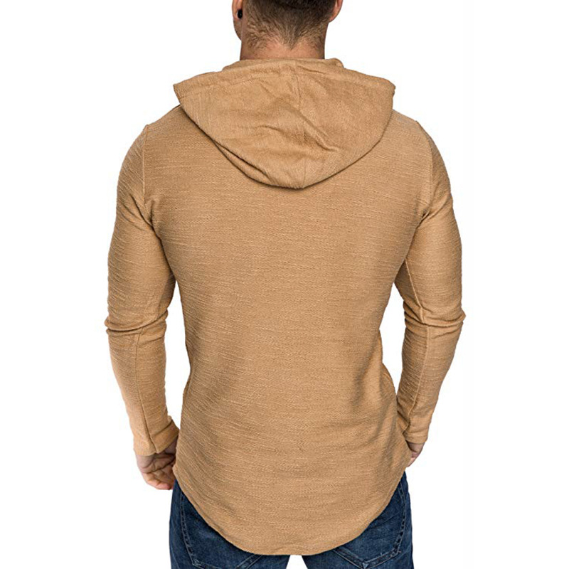 Men's Textured Solid Color High Quality Pullover Hoodies Soft Breathable