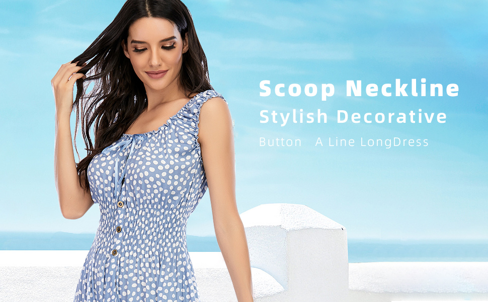  Polka Dot Tiered Maxi Dress A Line Long Dress for Women