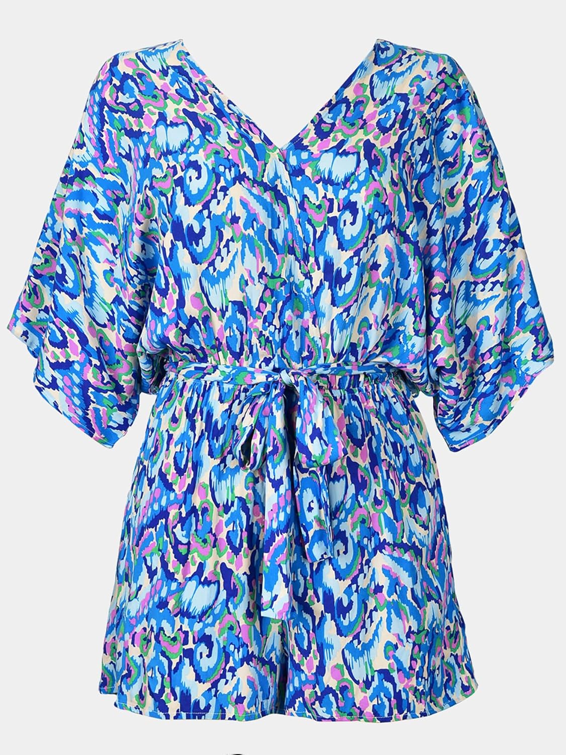 CUPSHE Women's Lace Up Leopard Print Romper Short Sleeves Jumpsuits Wide leg Outfit