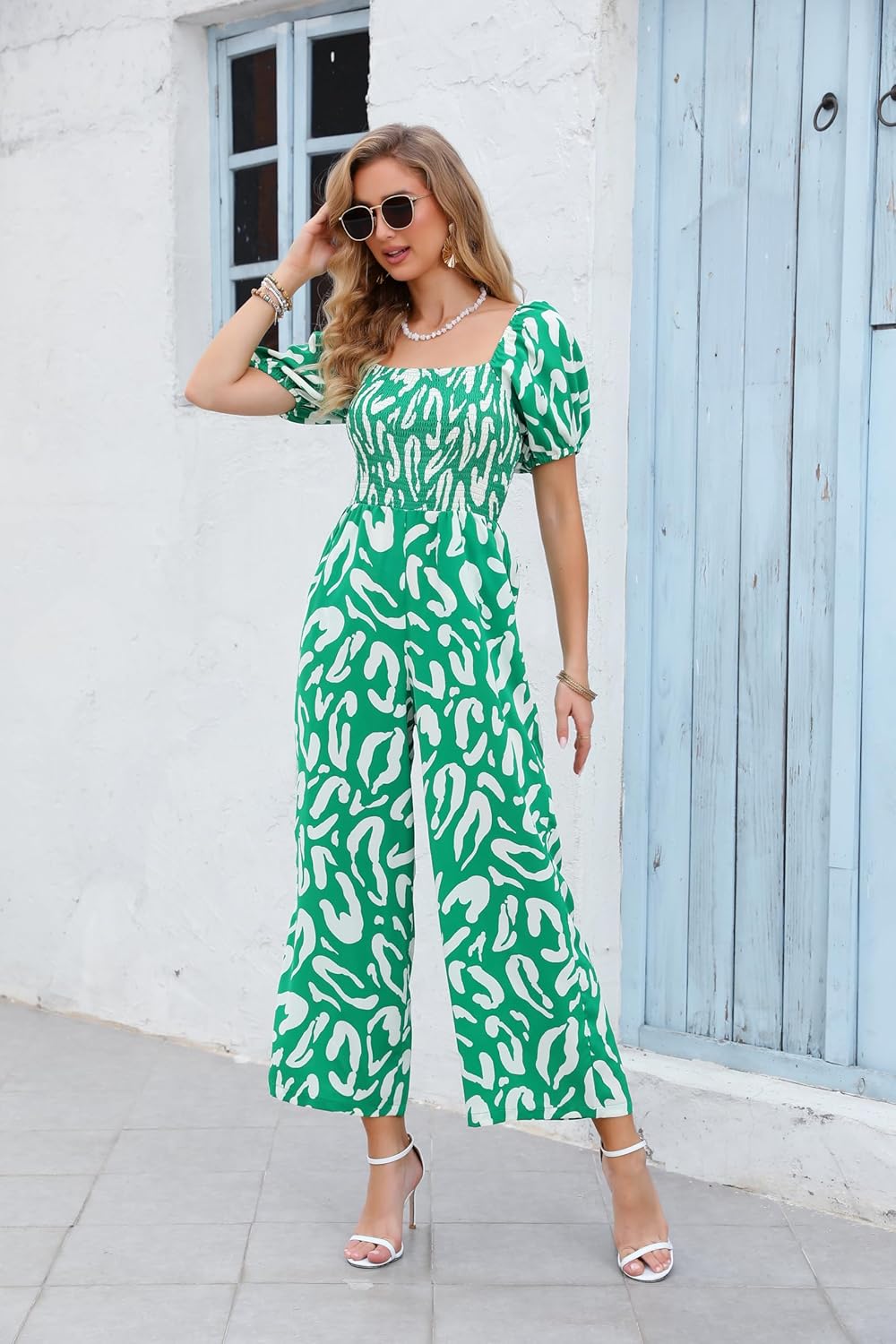 Love Welove Fashion Summer Jumpsuits for Women 2025 Floral Dressy Casual Loose Wide Leg Short Sleeve One Piece Romper Outfits