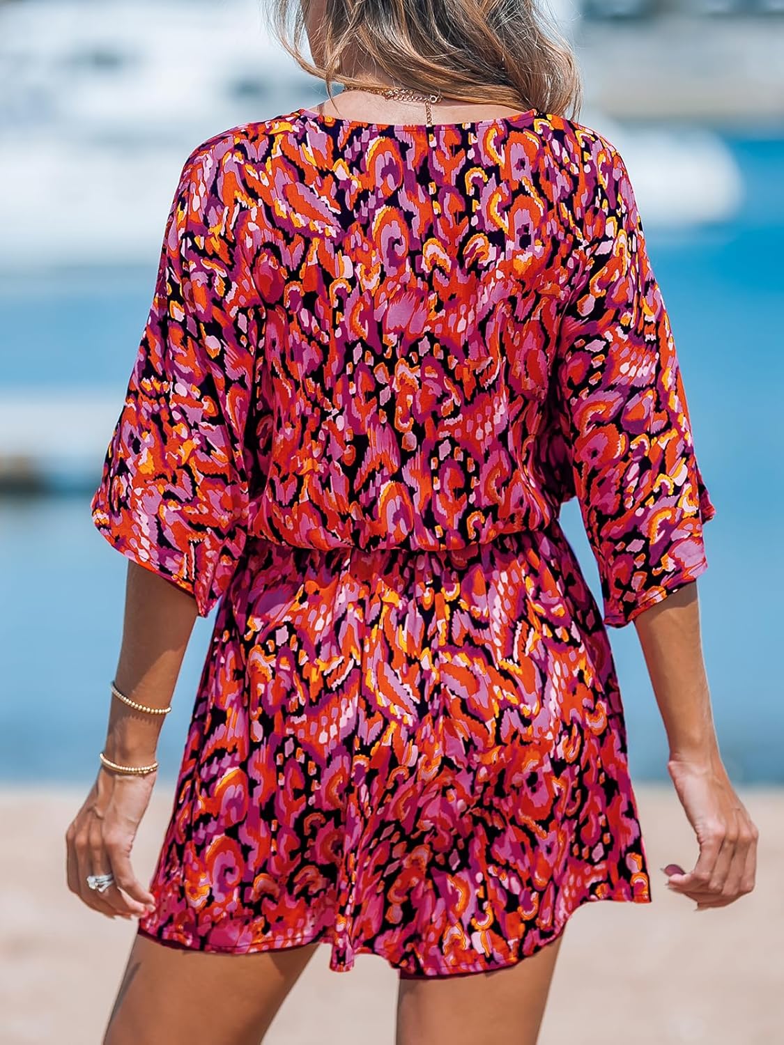 CUPSHE Women's Lace Up Leopard Print Romper Short Sleeves Jumpsuits Wide leg Outfit