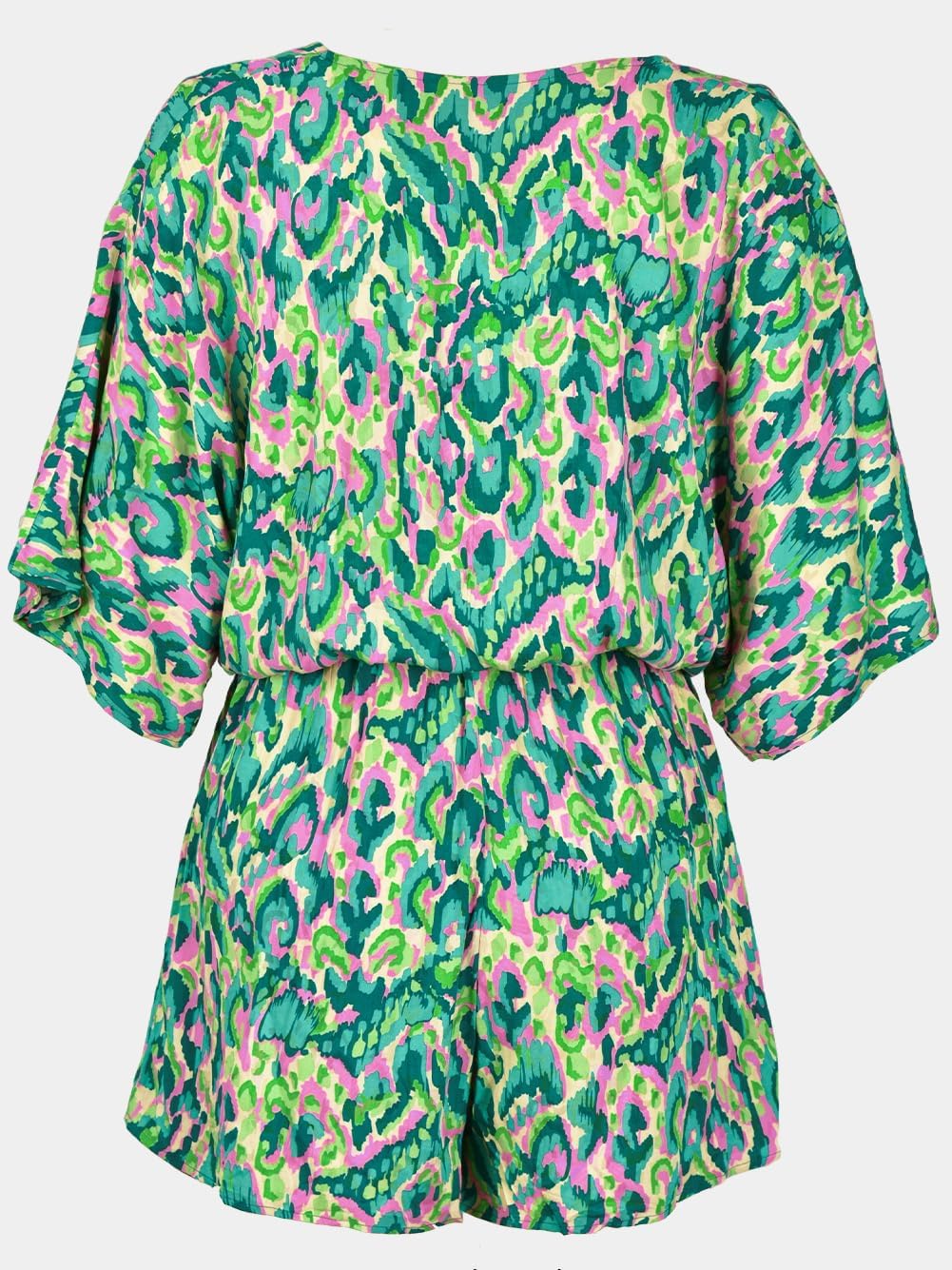 CUPSHE Women's Lace Up Leopard Print Romper Short Sleeves Jumpsuits Wide leg Outfit