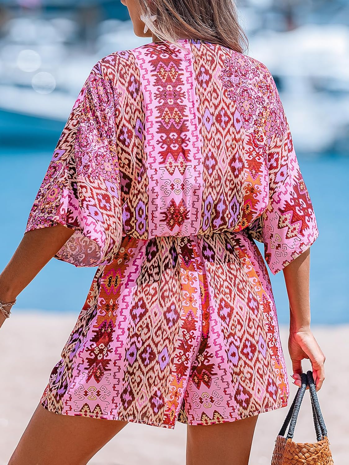 CUPSHE Women's Lace Up Leopard Print Romper Short Sleeves Jumpsuits Wide leg Outfit