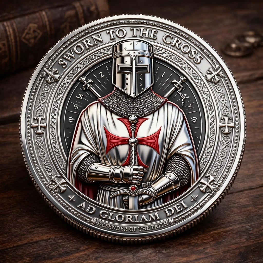 🏆Flash Sale 60% OFF -“Sworn to the Cross” – Defender of the Faith Commemorative Coin ✝️🛡️