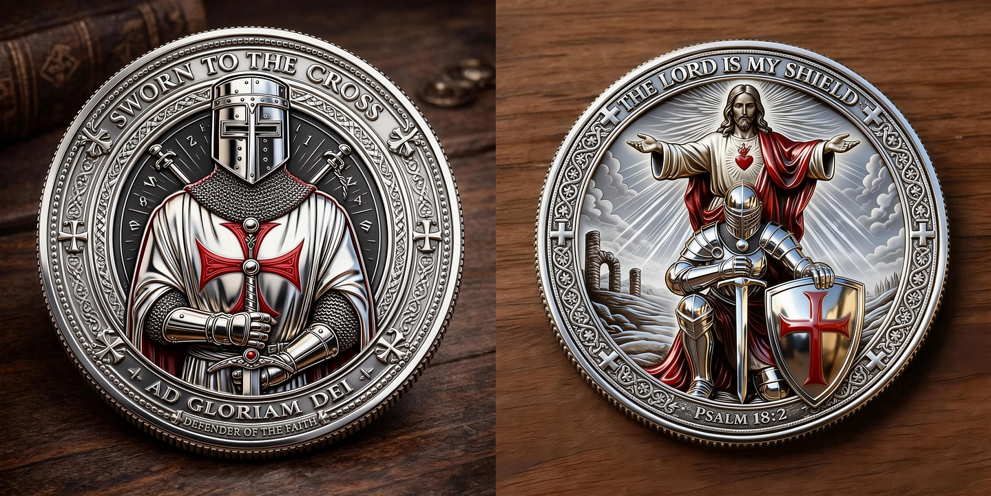 🏆Flash Sale 60% OFF -“Sworn to the Cross” – Defender of the Faith Commemorative Coin ✝️🛡️