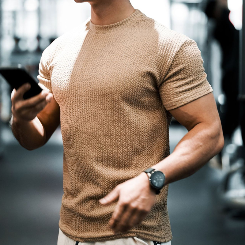 Men's Gym Stretch Breathable Sports Casual T-shirt