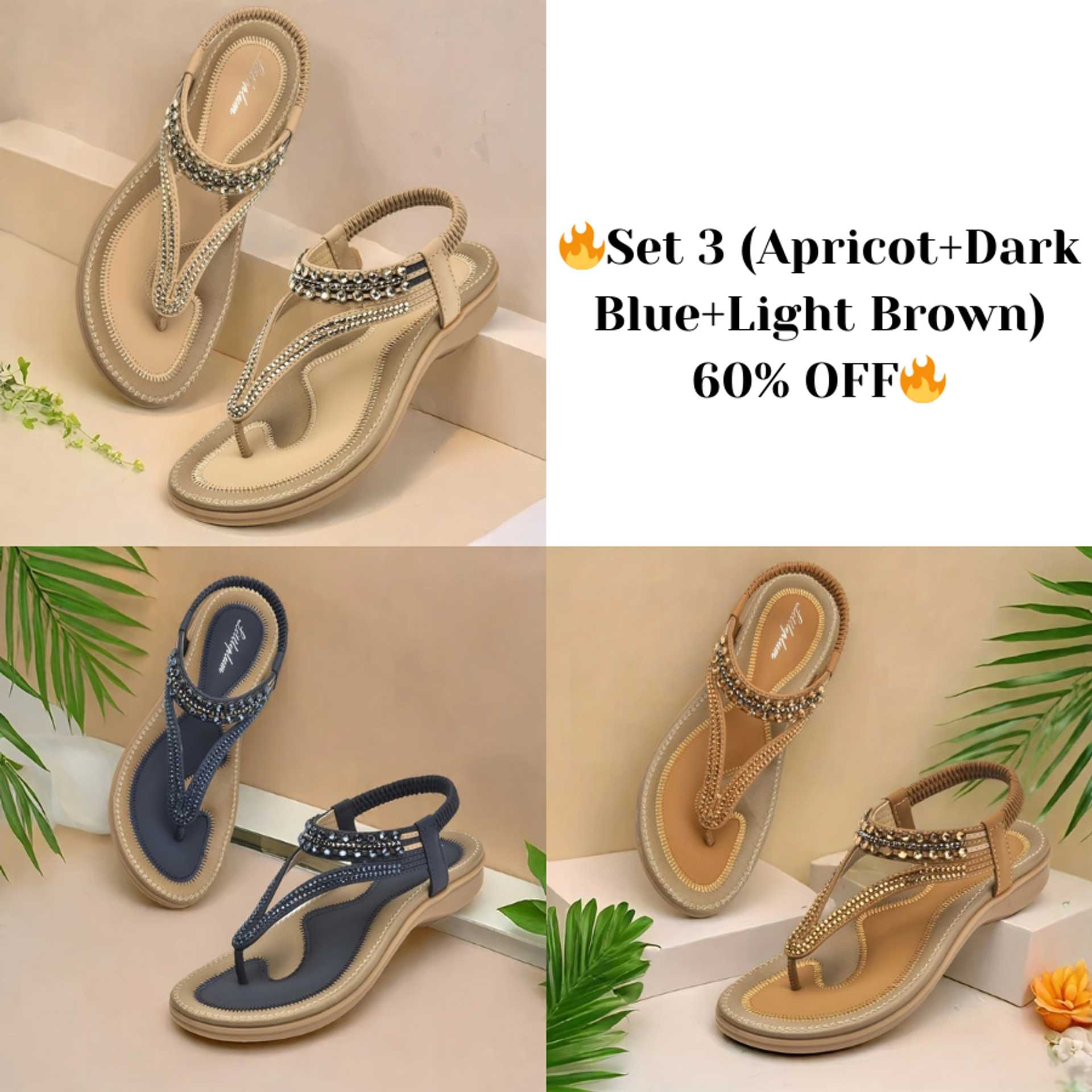📢🔥 Last Day Promotion 70% OFF🔥Women's T-strap flat sandals with sparkling rhinestones