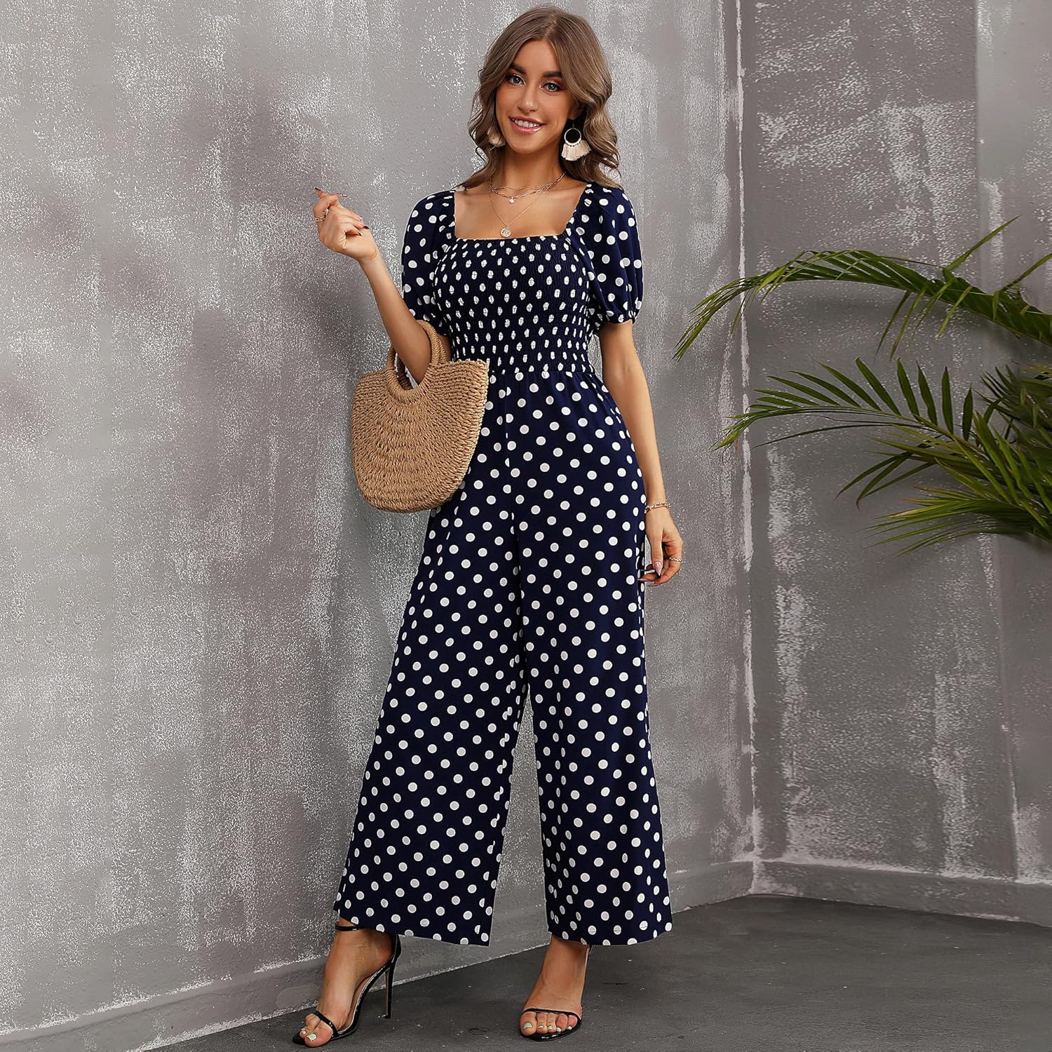 Love Welove Fashion Summer Jumpsuits for Women 2025 Floral Dressy Casual Loose Wide Leg Short Sleeve One Piece Romper Outfits