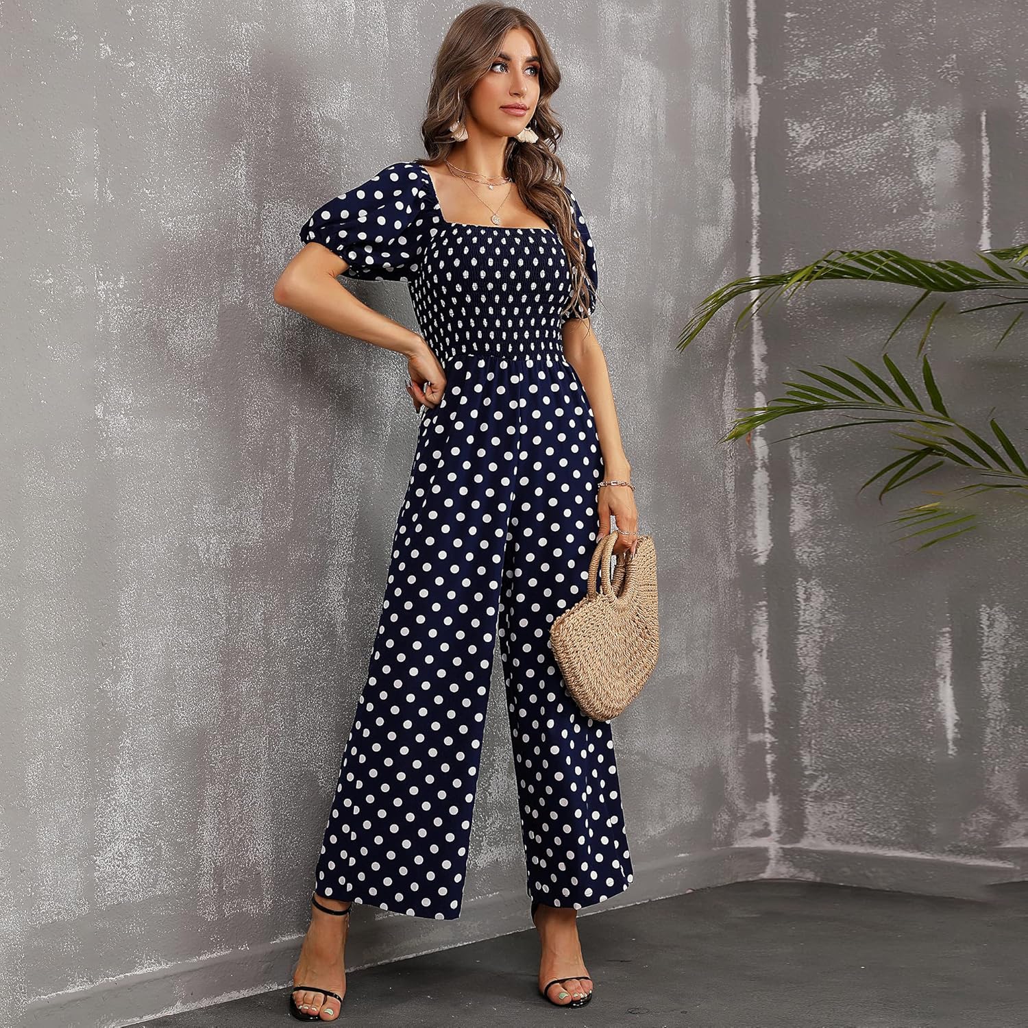 Love Welove Fashion Summer Jumpsuits for Women 2025 Floral Dressy Casual Loose Wide Leg Short Sleeve One Piece Romper Outfits