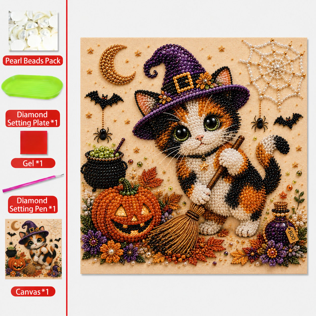 DIY Halloween Cat Pearl Bead Painting Kit 🐈‍⬛🎃