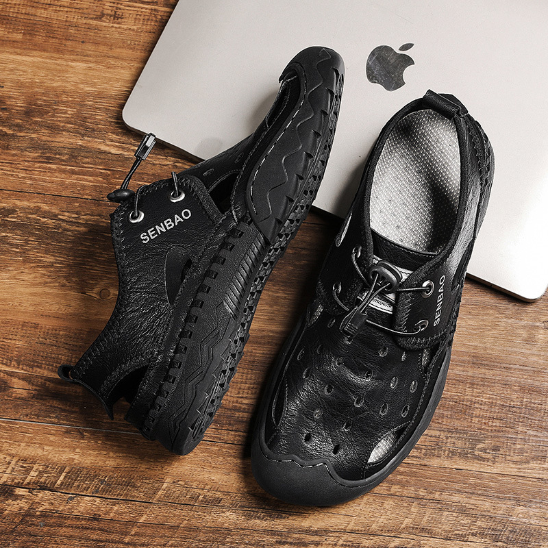 ⏰Promotion - 50% OFF🔥 Men's Hollow Summer Sandals: Outdoor Casual Leather Shoes