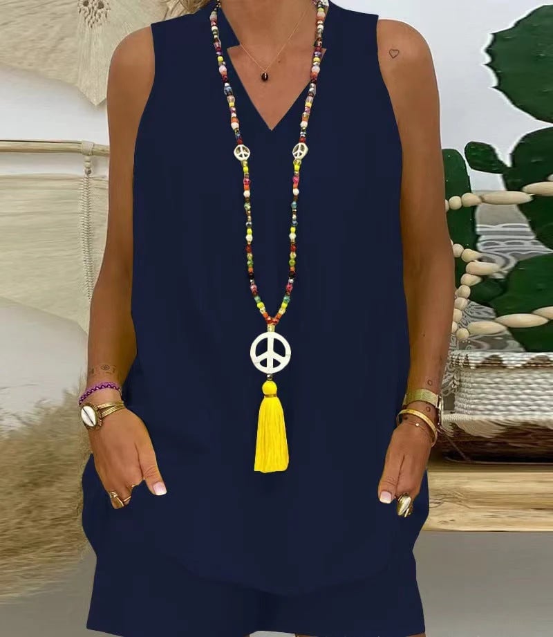 🌺Collar Sleeveless Casual Top and Pants Suit