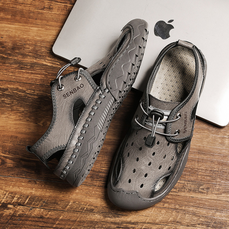 ⏰Promotion - 50% OFF🔥 Men's Hollow Summer Sandals: Outdoor Casual Leather Shoes