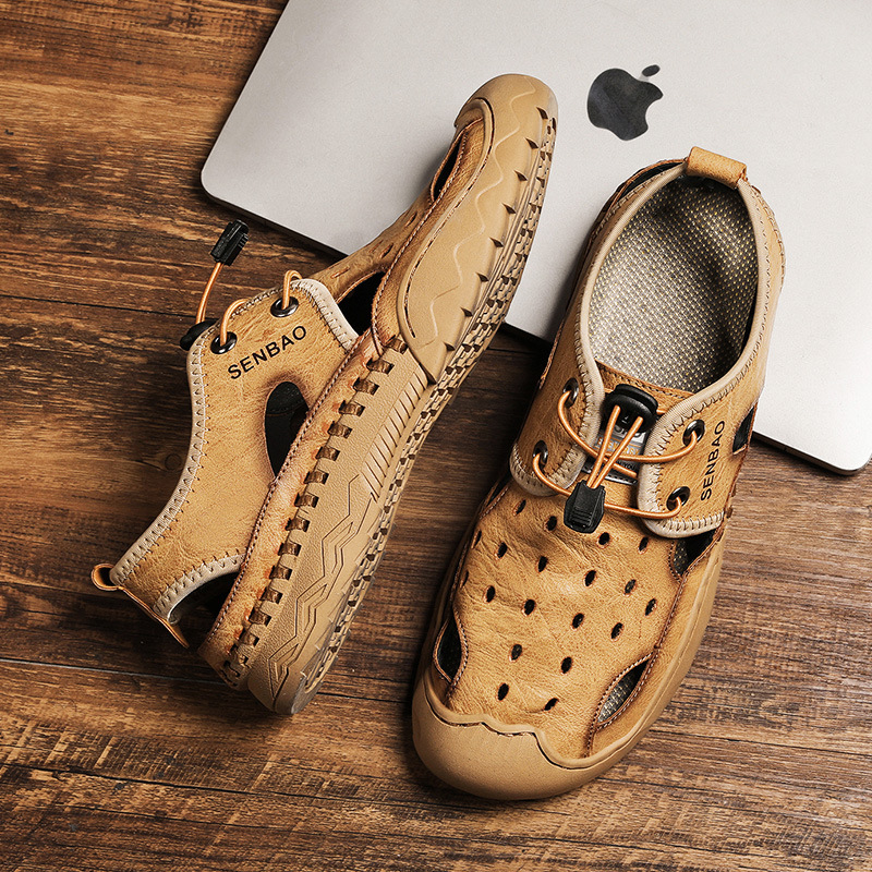 ⏰Promotion - 50% OFF🔥 Men's Hollow Summer Sandals: Outdoor Casual Leather Shoes