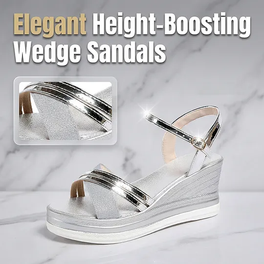 👡🌬️ Women's open-toe wedge sandals with an ankle strap – height-boosting and comfortable✨