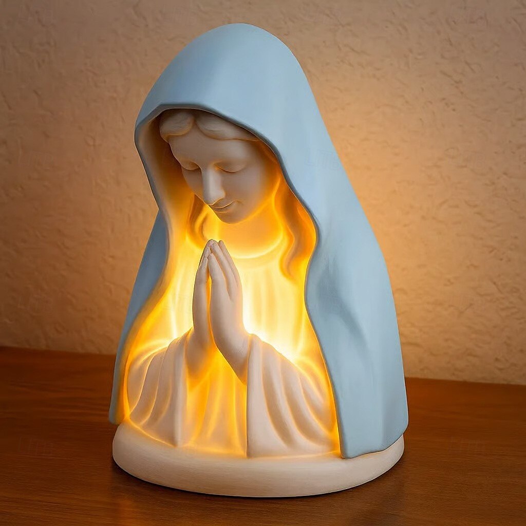  Virgin Mary Statue Night Light, New Virgin Mary Prayer Night Light, Led Devotional Table Lamp, Soft Eye Protection Night Lights, Home Decor for Bedroom Living Room 