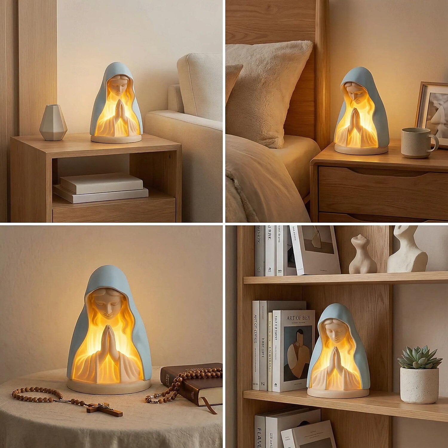  Virgin Mary Statue Night Light, New Virgin Mary Prayer Night Light, Led Devotional Table Lamp, Soft Eye Protection Night Lights, Home Decor for Bedroom Living Room 