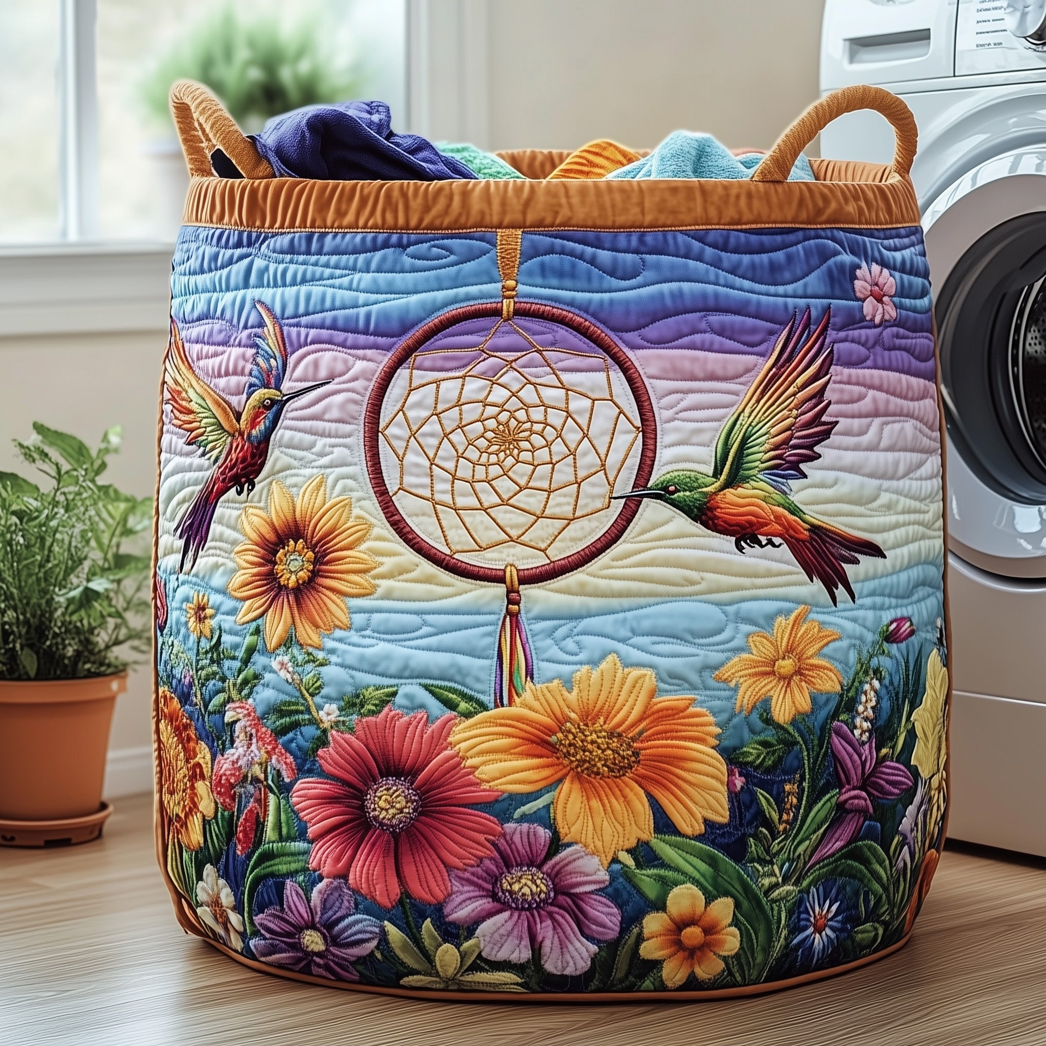 Dreamcatcher Serenity Quilted Laundry Basket GFTOHD10230