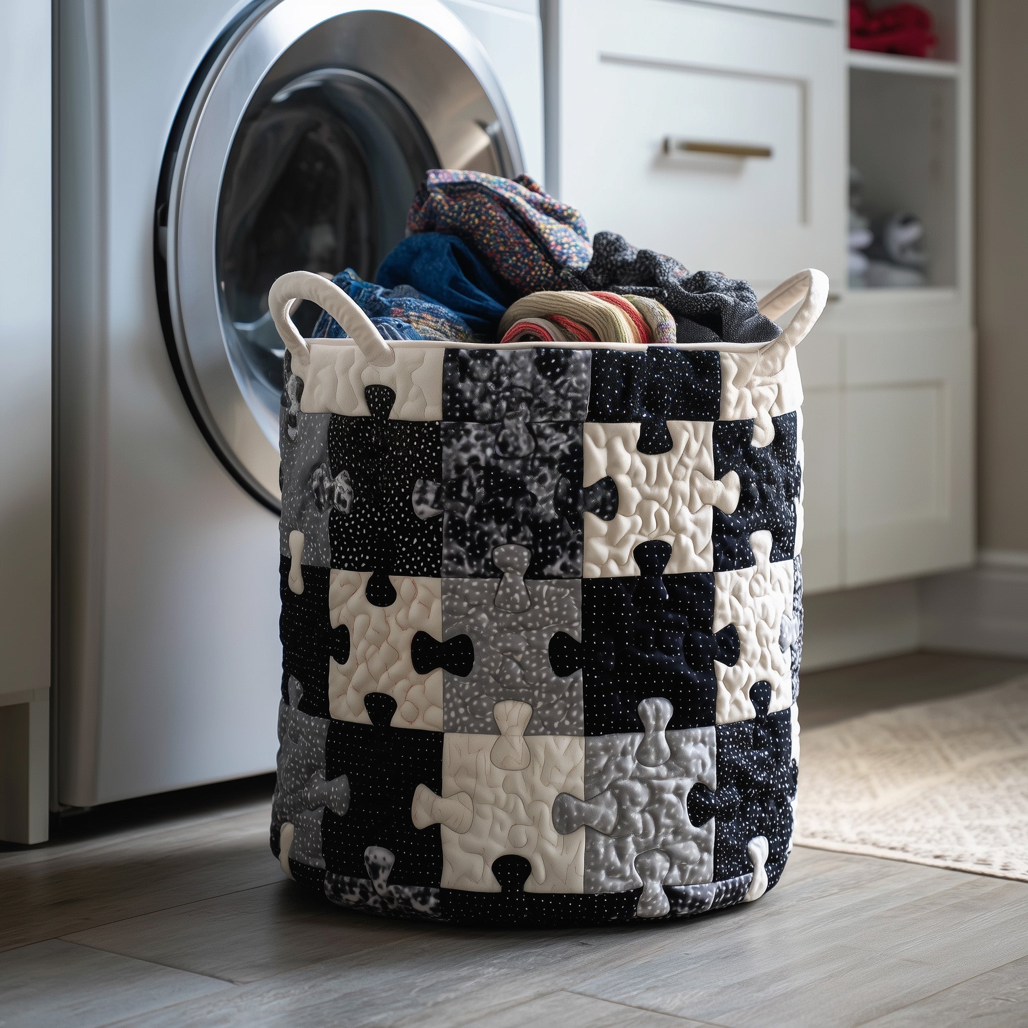 Puzzle Riddle Quilted Laundry Basket GFTONT3551