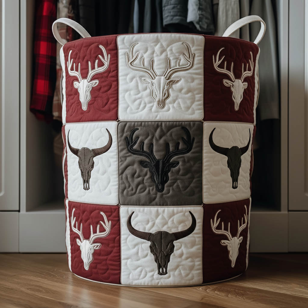 Rustic Antler Quilted Laundry Basket GFTONT5953