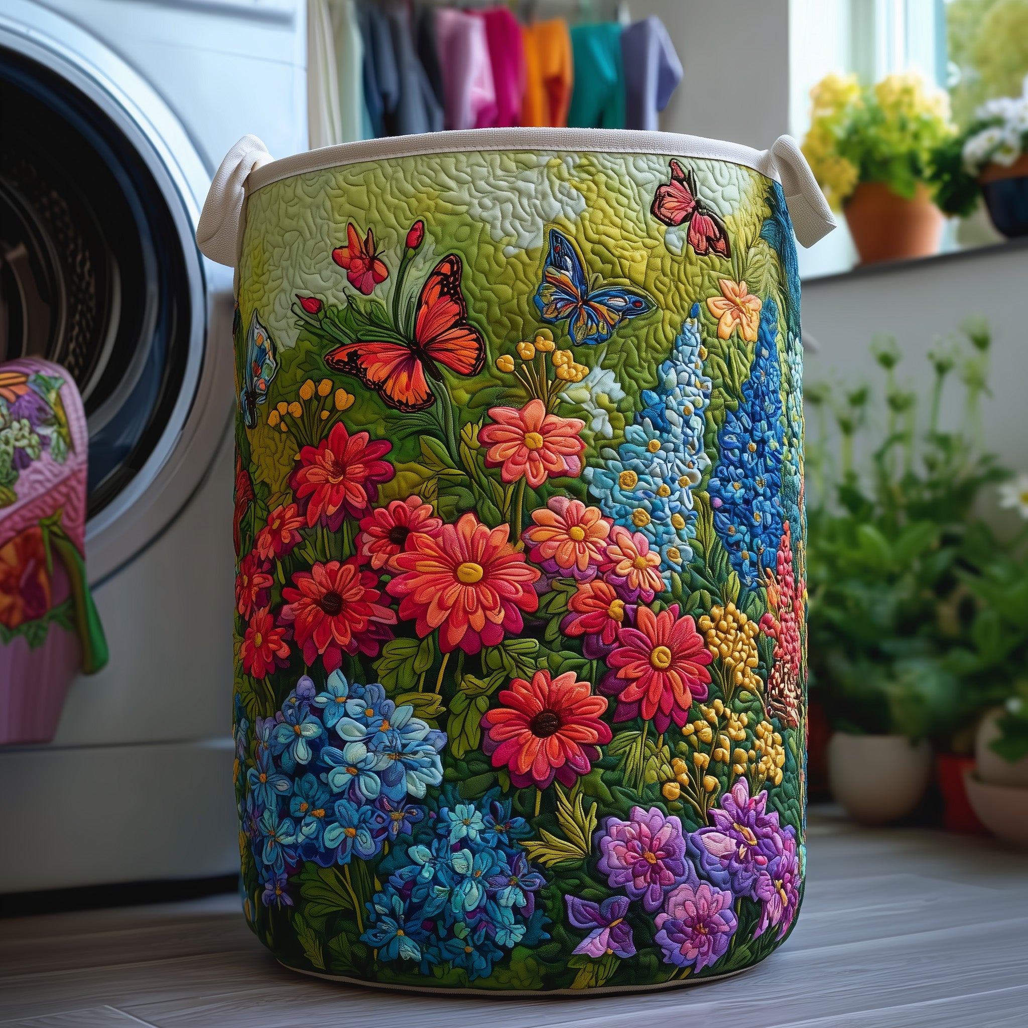 Sea Of Flowers Quilted Laundry Basket GFTOTG211