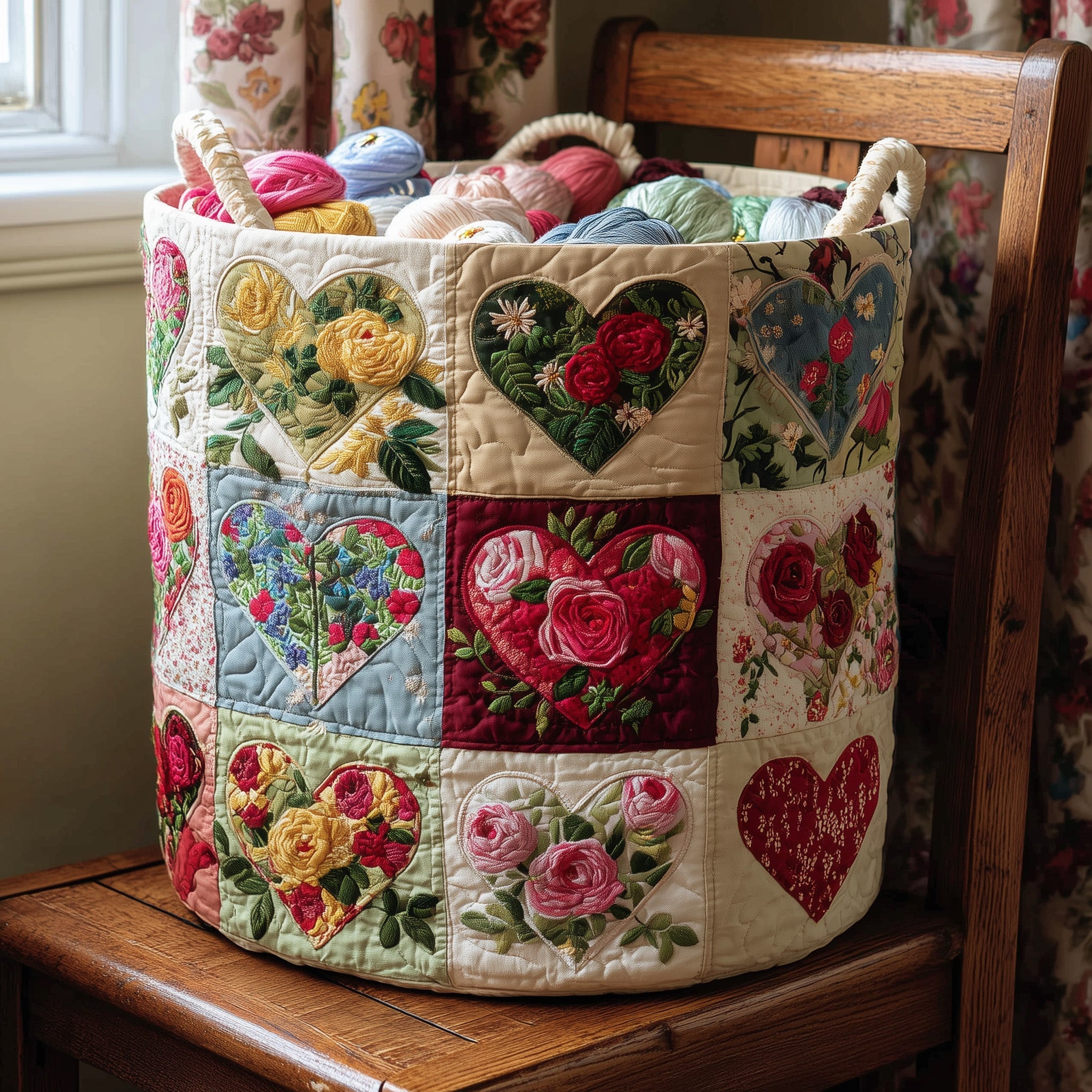 Nostalgic Petals Quilted Laundry Basket GFTOTL4821