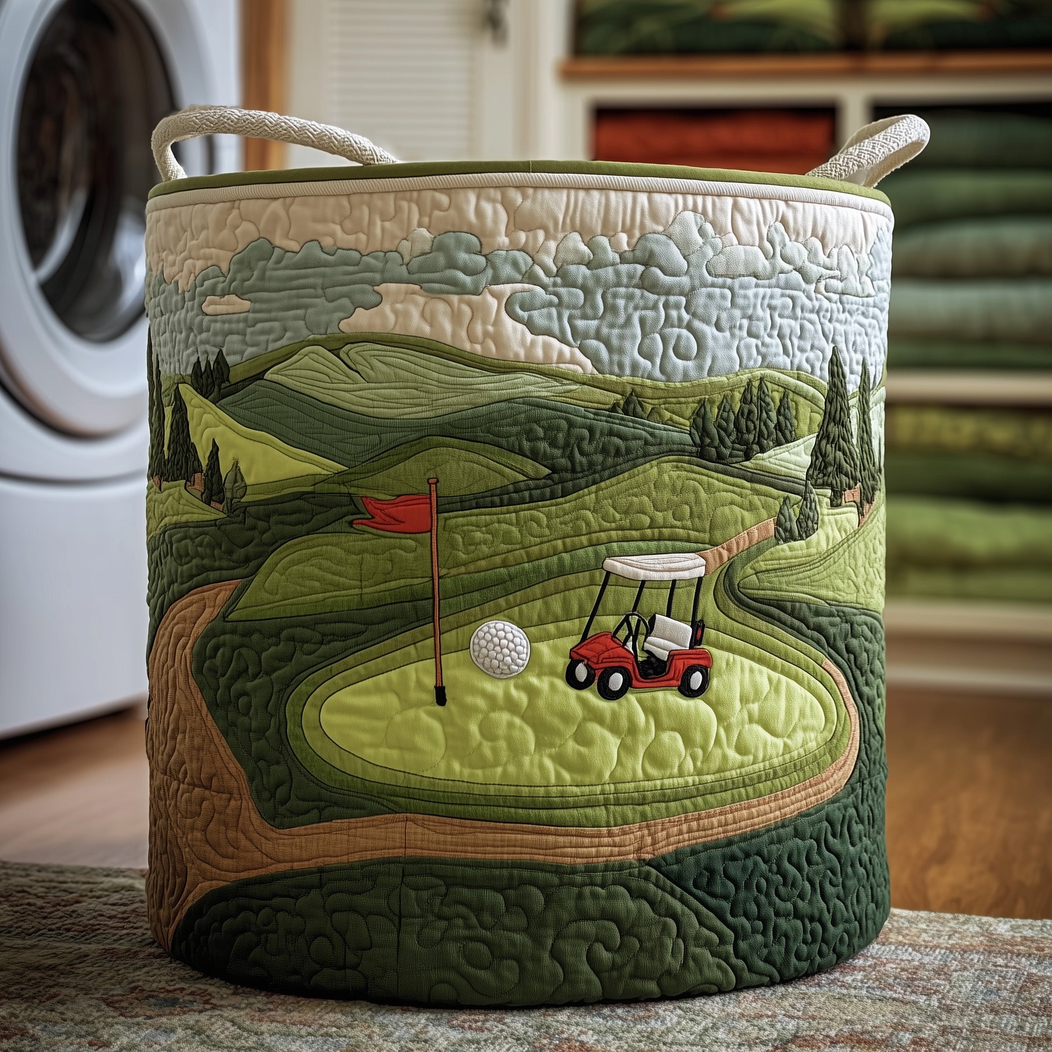 Fairway Dreams Quilted Laundry Basket GFTOTP11133