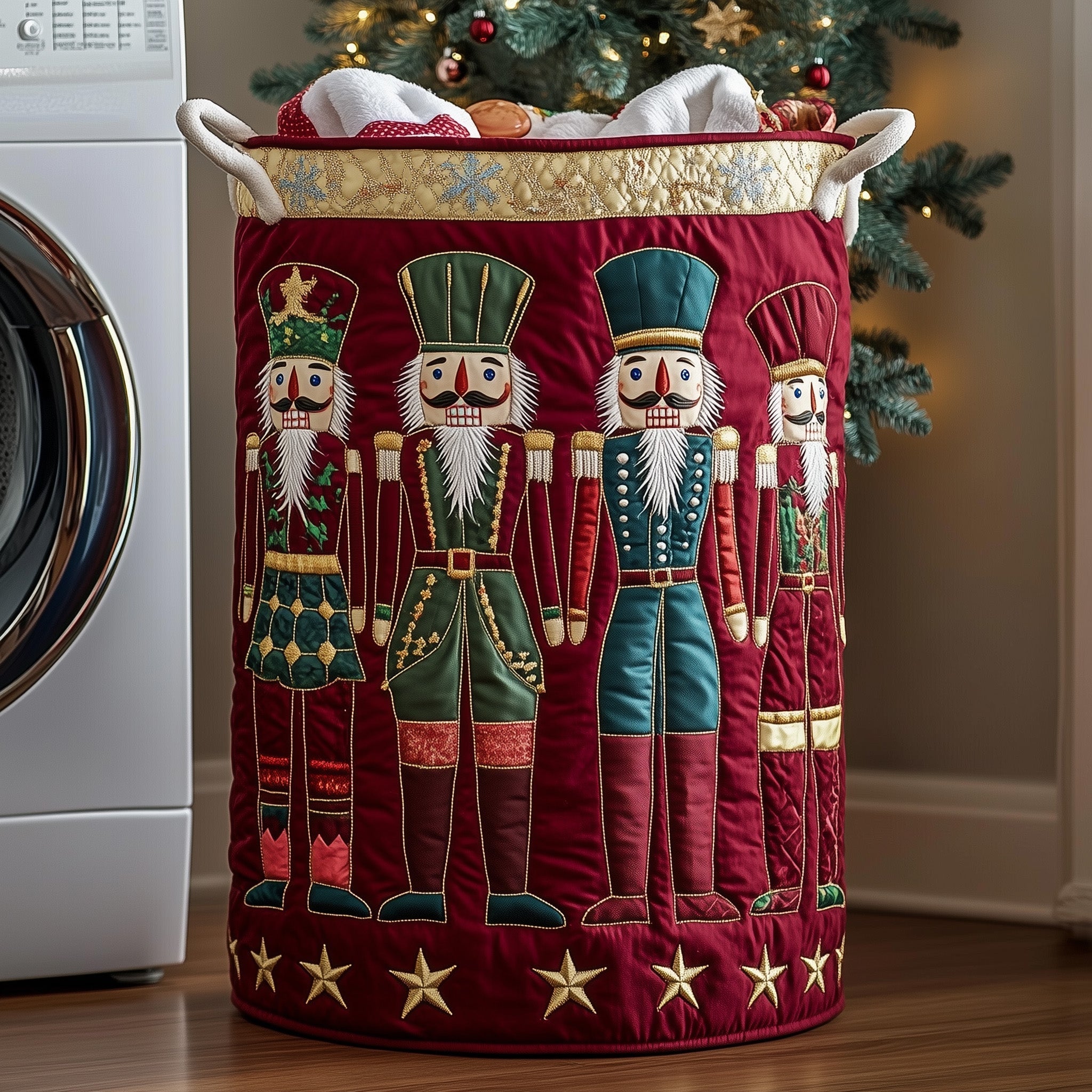 Festive Nutcracker Quilted Laundry Basket GFTOTP11984
