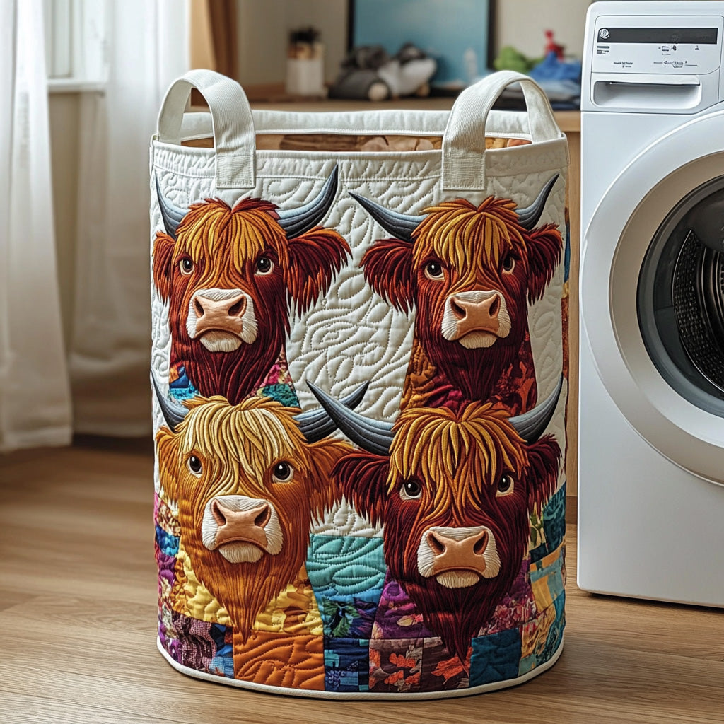 Highland Cow Quilted Laundry Basket GFTOTP12101