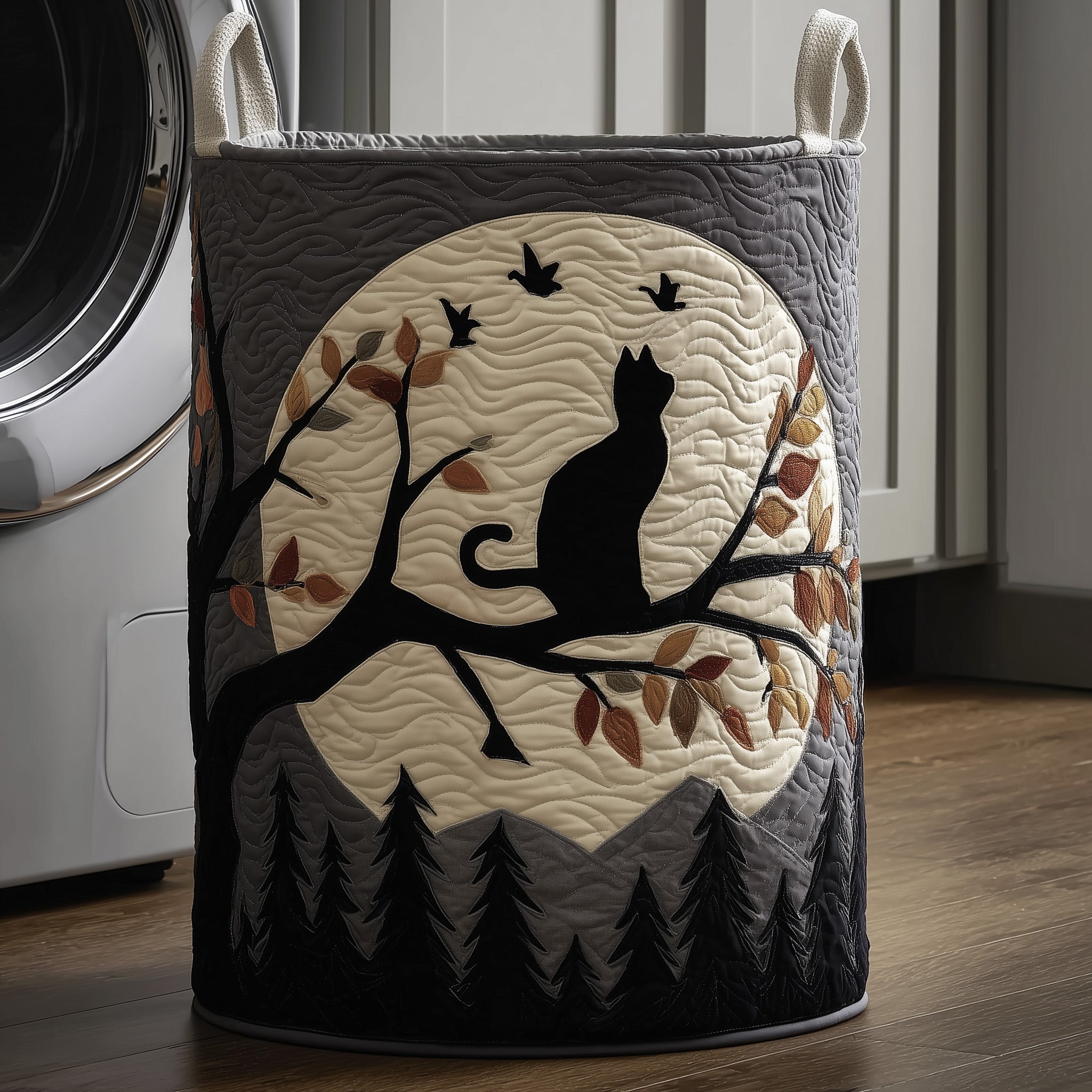 Cat Moon Quilted Laundry Basket GFTOYC56