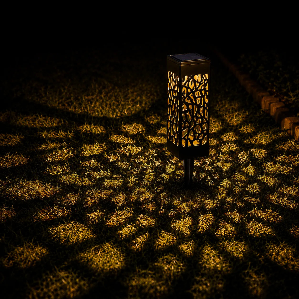 Solar Pathway Stake Lights with Mosaic Shadow Pattern (8-Pack)