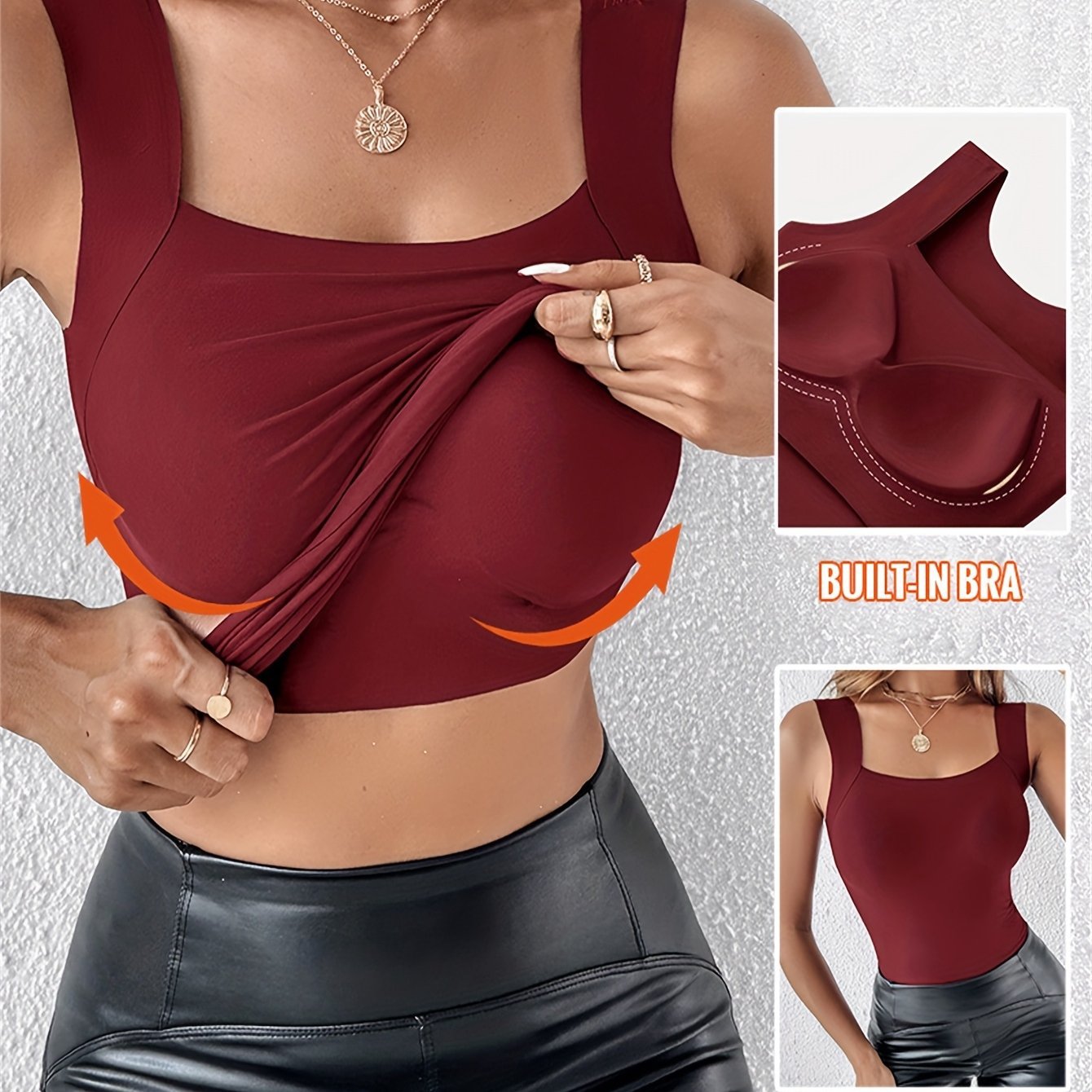 🔥U Neck Shapewear Built-in Bra Tank