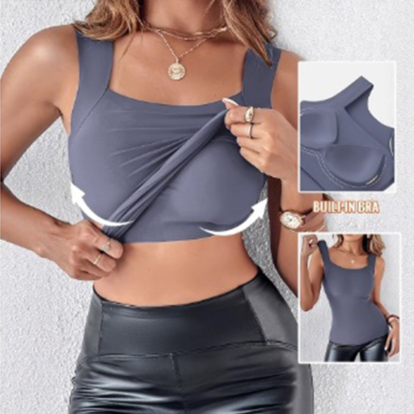 🔥U Neck Shapewear Built-in Bra Tank