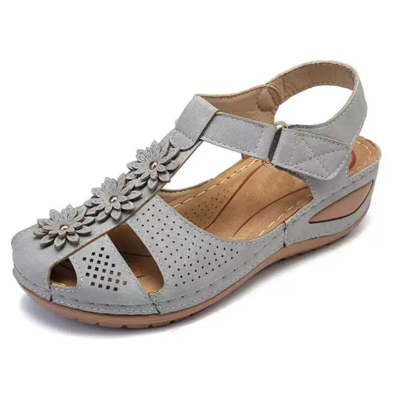 Women’s Floral Wedge Sandals, Breathable Platform Walking Sandals, Adjustable Hook & Loop Non-Slip Casual Summer Shoes for All Day Comfort