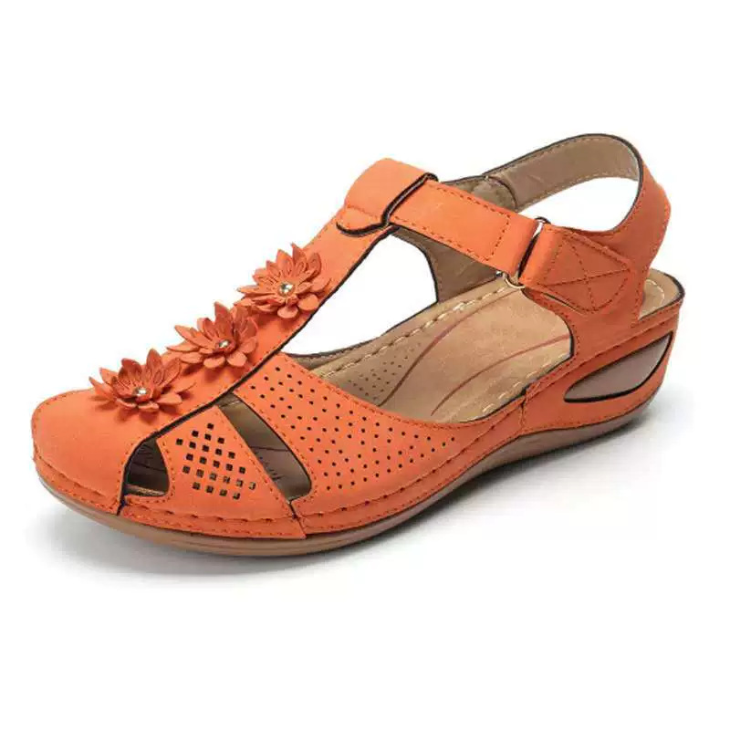 Women’s Floral Wedge Sandals, Breathable Platform Walking Sandals, Adjustable Hook & Loop Non-Slip Casual Summer Shoes for All Day Comfort