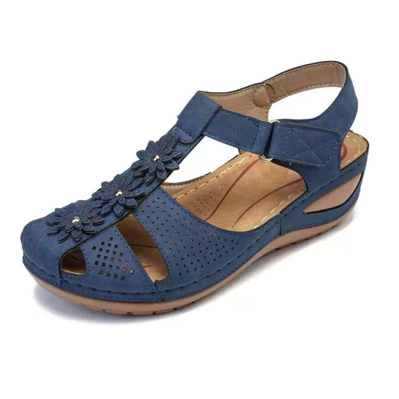 Women’s Floral Wedge Sandals, Breathable Platform Walking Sandals, Adjustable Hook & Loop Non-Slip Casual Summer Shoes for All Day Comfort