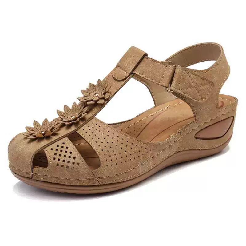 Women’s Floral Wedge Sandals, Breathable Platform Walking Sandals, Adjustable Hook & Loop Non-Slip Casual Summer Shoes for All Day Comfort