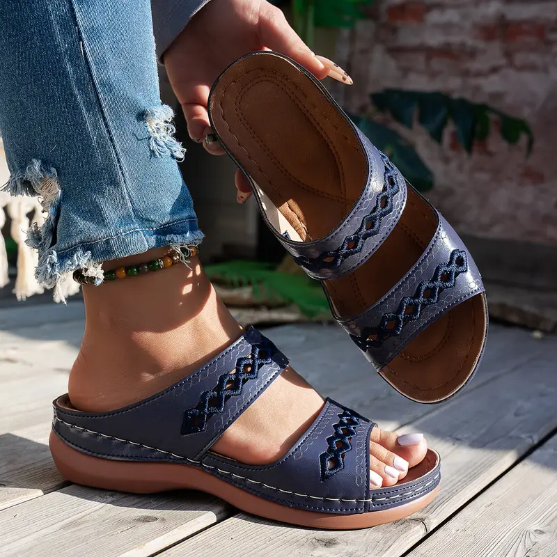 💥LAST DAY SALE 60%  Comfortable Arch Support Slides - Women's Solid Color Sandals - Breathable