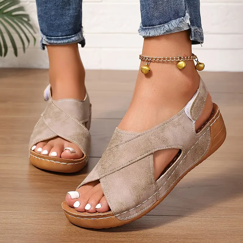 Women's New Vintage Solid Color Summer Wedge Sandals