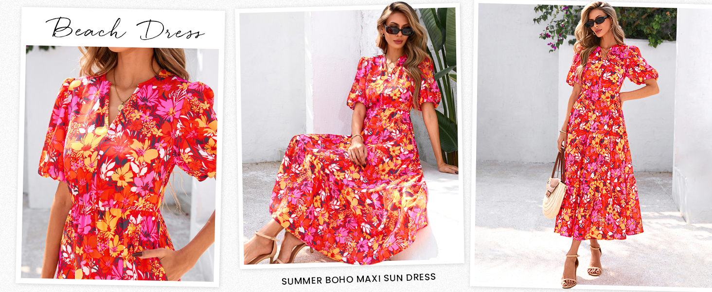 red dresses for women boho dresses for women summer ladies beach boho dresses flowy maxi dresses