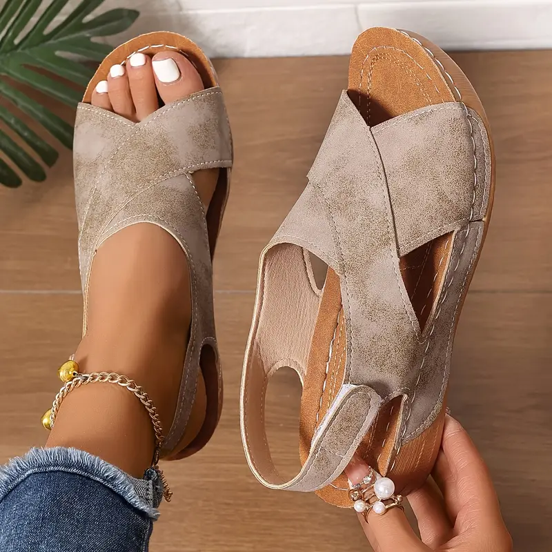 Women's New Vintage Solid Color Summer Wedge Sandals