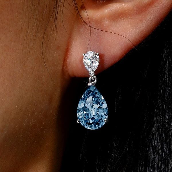 Delaney | Blue Topaz Pear Drop Earrings