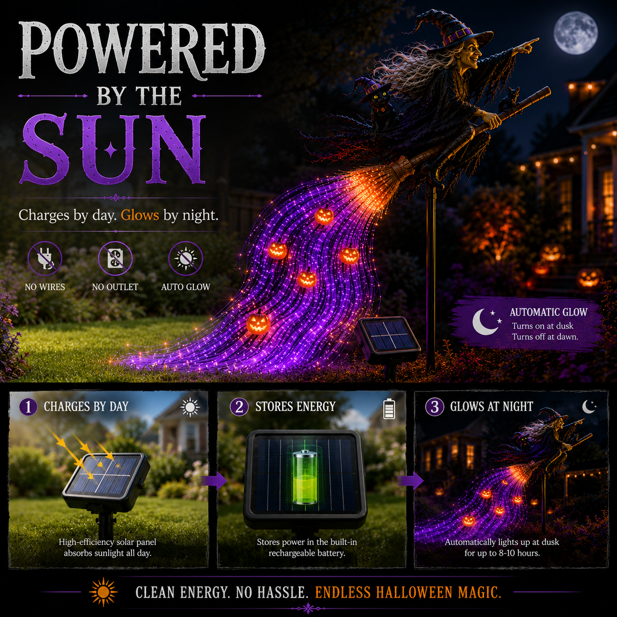 🎃 HALLOWEEN MAGIC SALE  50% OFF - Witch’s Magic ✨ Solar Fiber Optic Yard Light