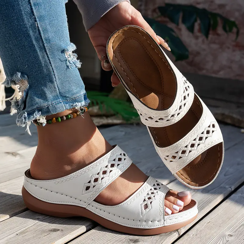 💥LAST DAY SALE 60%  Comfortable Arch Support Slides - Women's Solid Color Sandals - Breathable