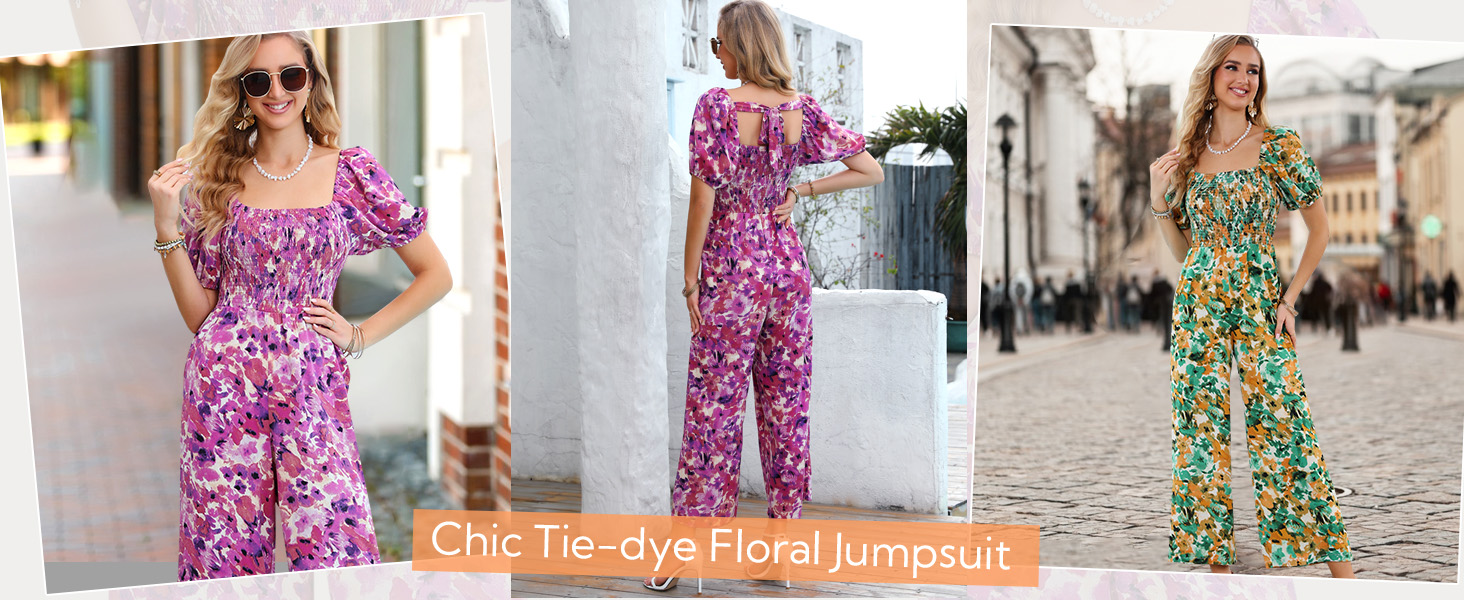 Chic tie-dye floral jumpsuit