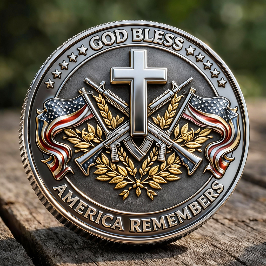 Stand for the Flag Kneel for the Fallen Veteran Memorial Challenge Coin