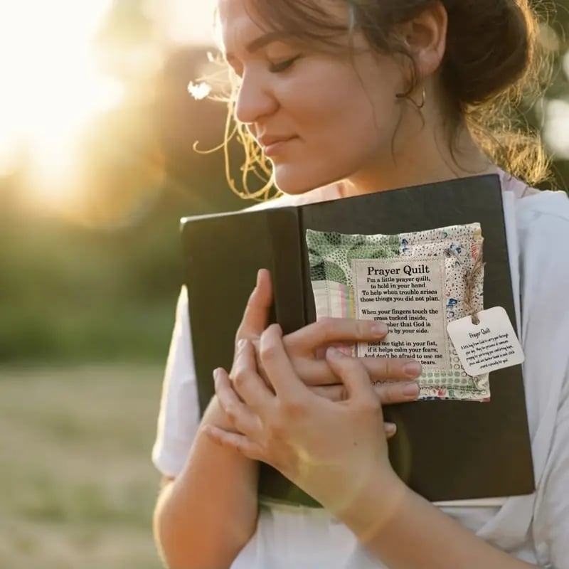 5pcs prayer quilt with pocket handcrafted poetry quilt with wooden cross polyester religious gift for retirement anniversary christmas thanksgiving new year universal holiday gift for 0