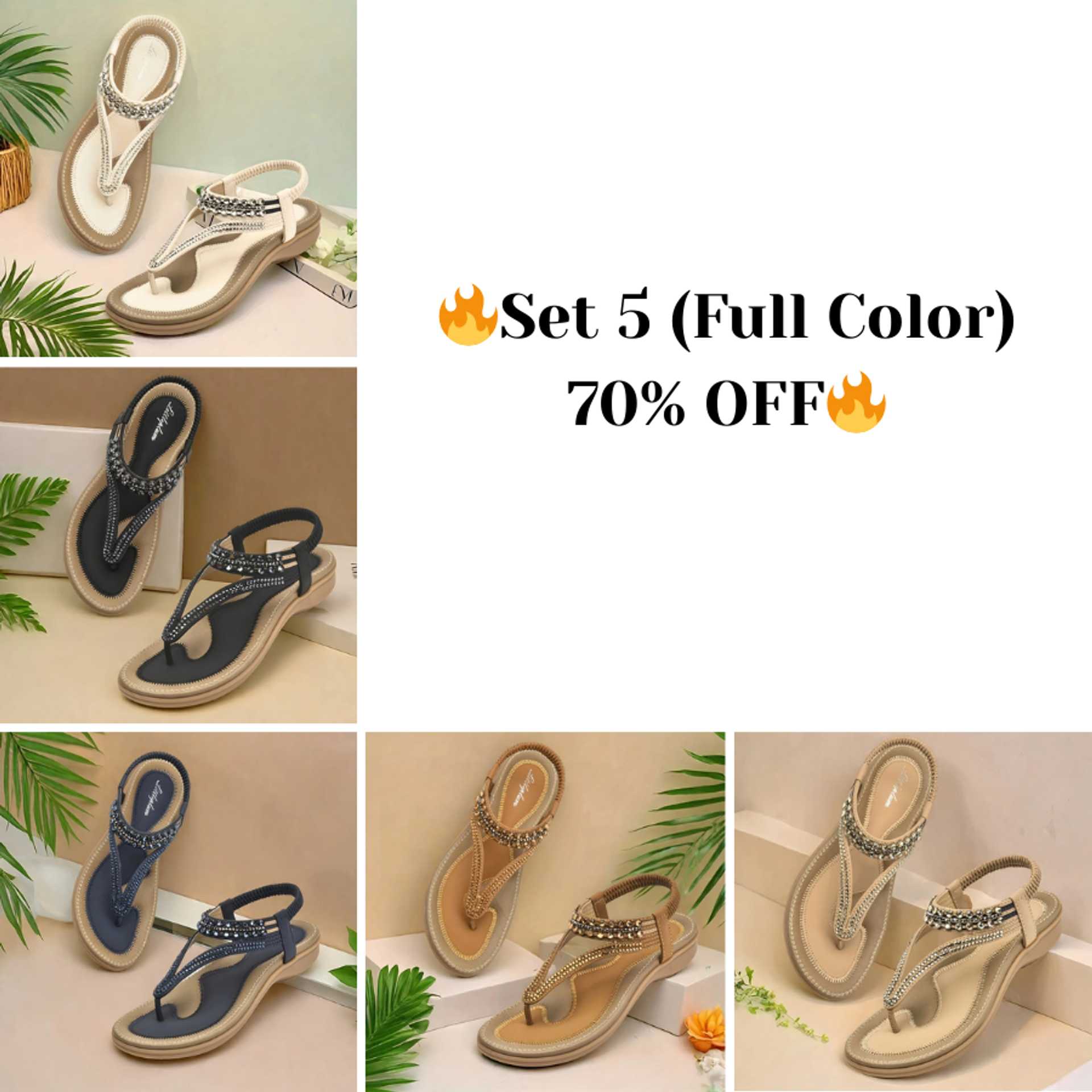 📢🔥 Last Day Promotion 70% OFF🔥Women's T-strap flat sandals with sparkling rhinestones