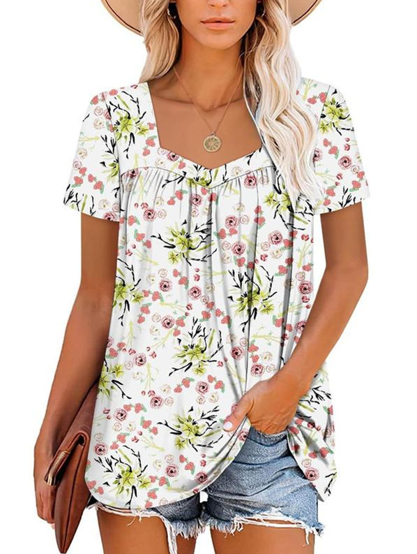 Women's Summer Pleated Printed Short-Sleeves(Buy 3 Free Shipping)