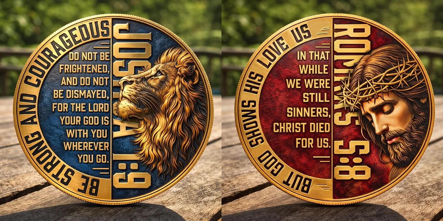 🏆Flash Sale 60% OFF - Biblical Scripture Commemorative Coin – Joshua 1:9 & Romans 5:8